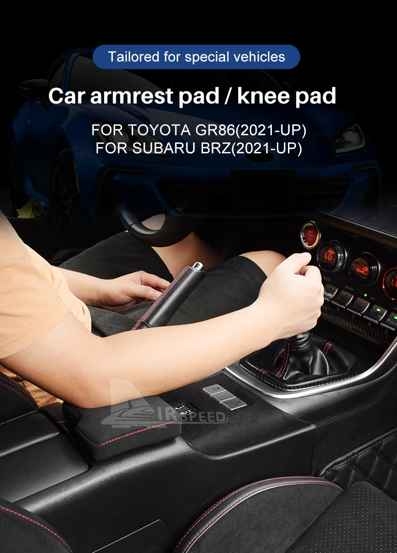 Italienisches Premium-Wildleder für Toyota GR86 Subaru BRZ 2022 2023 2024 2025 2026 Armlehnenkissen Auto-Mittelkissen Polsterung Automobil – Detail 1