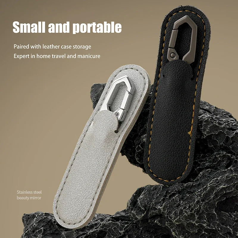 ملفات أظافر مزدوجة الجوانب من الفولاذ المقاوم للصدأ شريط مبرد تلميع الأظافر مع سلسلة مفاتيح مانيكير وباديكير لأصابع القدم