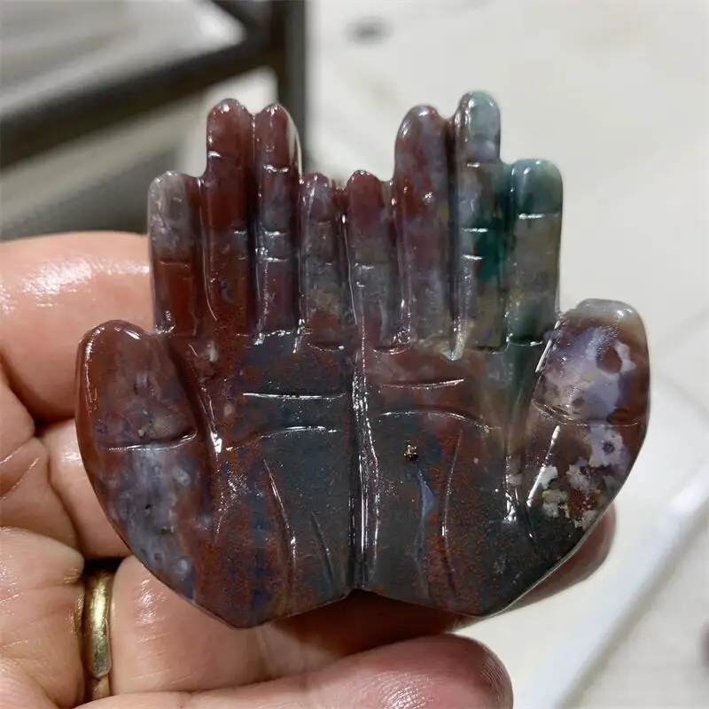 5cm Natural Jasper Hands Hands Crystal Carving Crafts Healing Stone For Home Decoration Fashion Jewelry Gift 1pcs