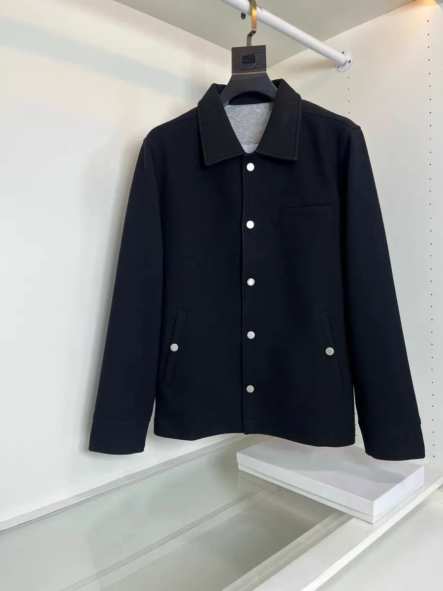 

Italian Sle Men's Wool Camere Blend Casual Jaet Collared Pure Color Autumn Winter Busin Leisure Men's Coat