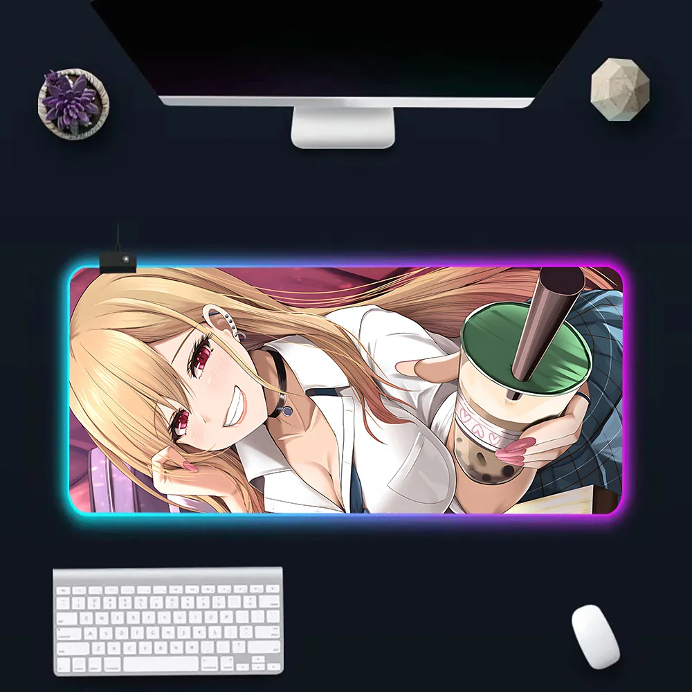 Sono Bisuku Dōru wa Koi o Suru RGB Pc Gamer Keyboard Mouse Pad Mousepad LED Glowing Mouse Mats Rubber Gaming Computer Mausepad