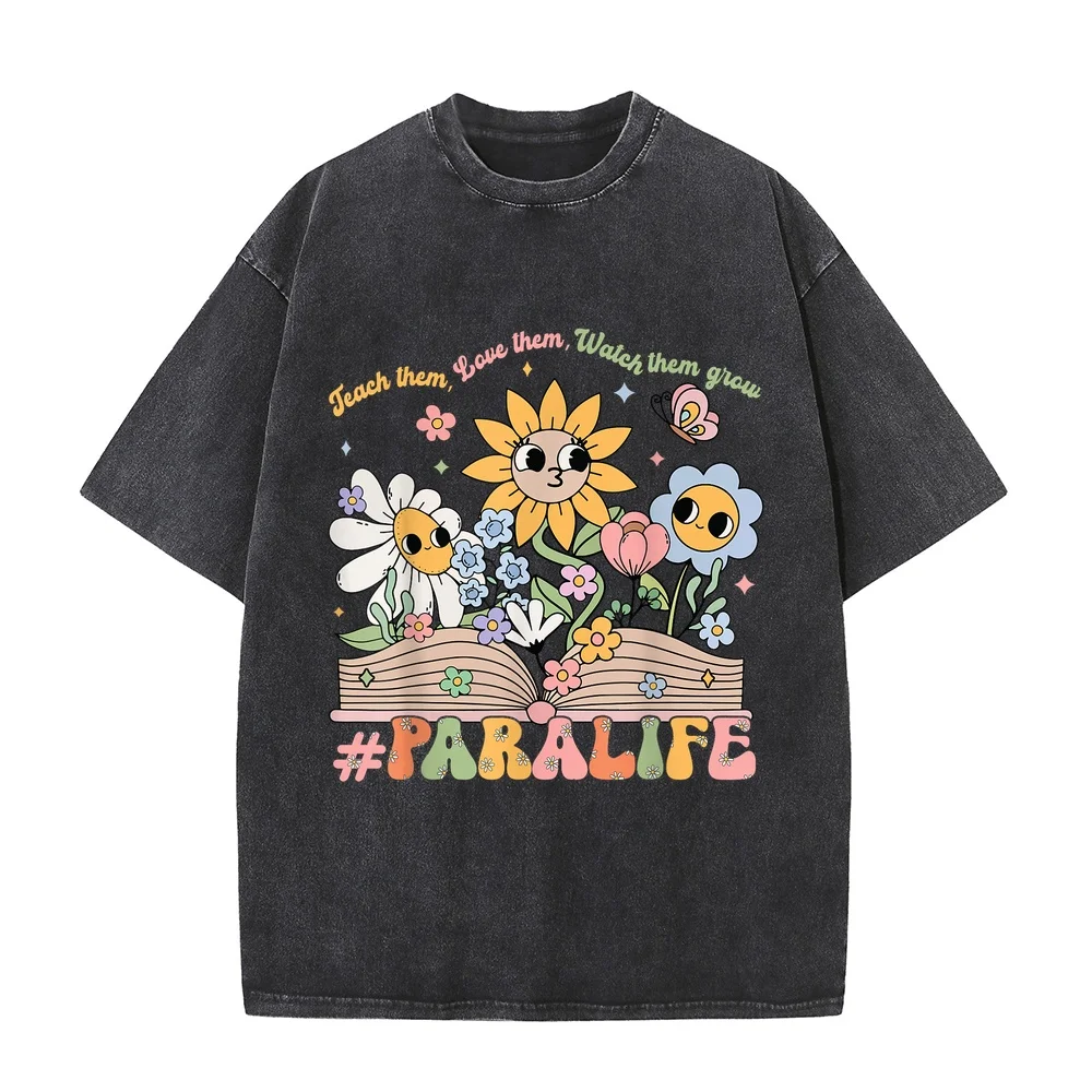 Paraprofessional para Life Flower Teacher Back to School T-Shirt Anime T Shirts Men Big Size Cotton Casual Tee Graphic Shirt