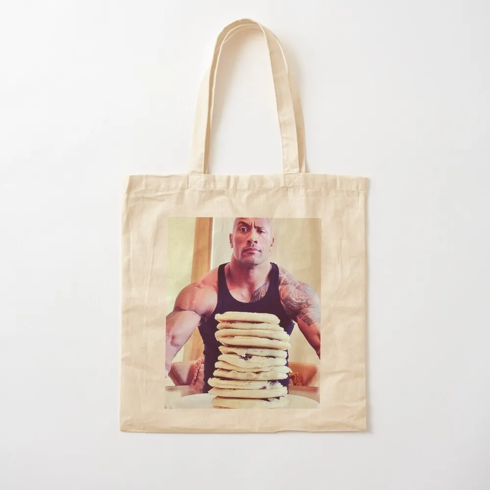 

Dwayne The Rock Johnson Eating Blueberry Pancakes Tote Bag Canvas canvas shopping bag Big bag women Canvas Tote