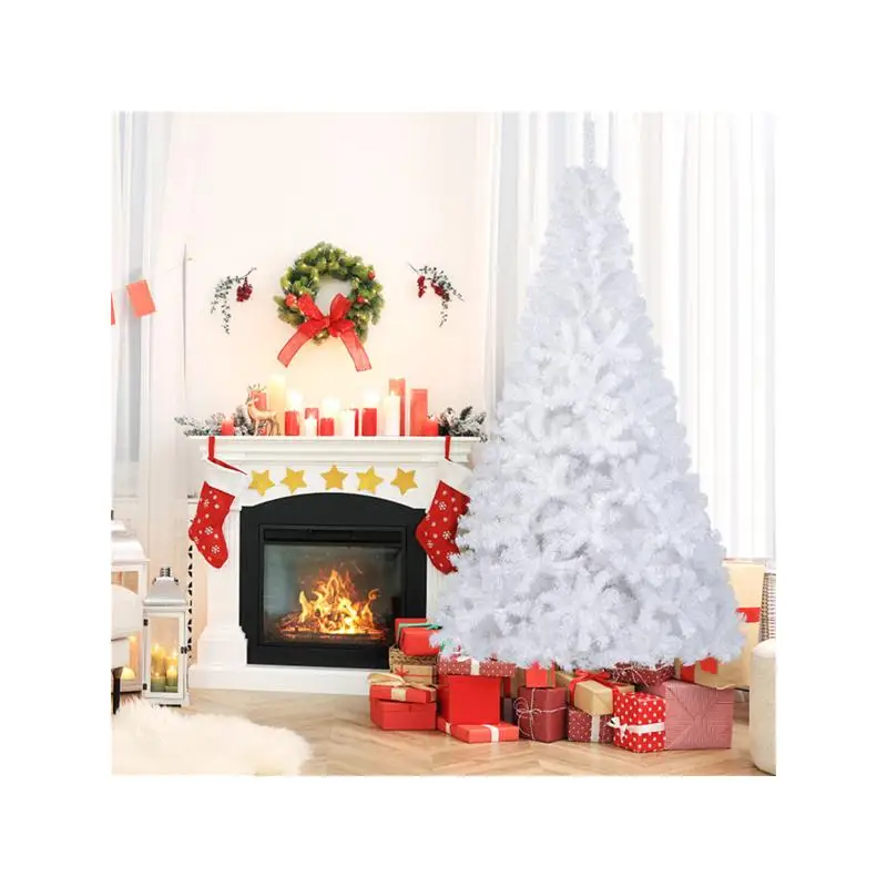 

Белая рождественская елка длиной 7 футов для праздничного украшения, праздничный сезонный декор, идеально подходит для дома или офиса