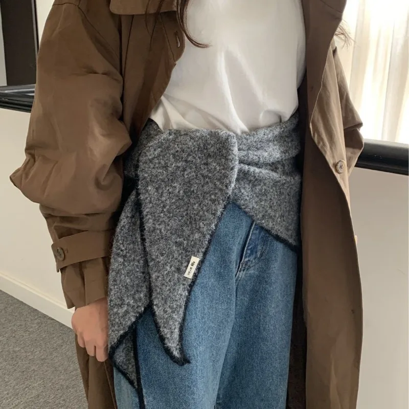 

Корейская версия, осенне-зимний новый треугольный шарф, универсальный теплый вязаный шарф, внешняя шаль, хлопковый шарф, женский роскошный