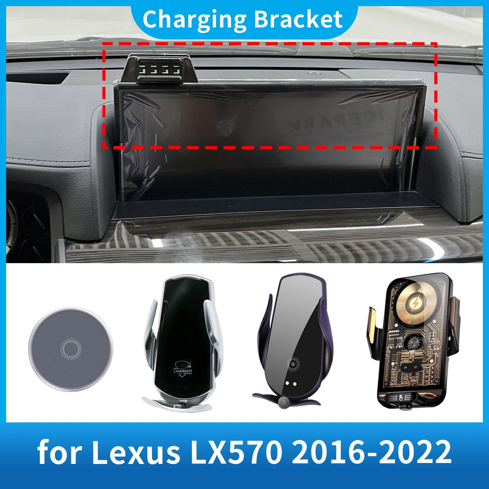 

for Lexus LX570 2016-2022 Accessories Charging Car Mobile Phone Holder GPS Bracket Navigation Stand Auto