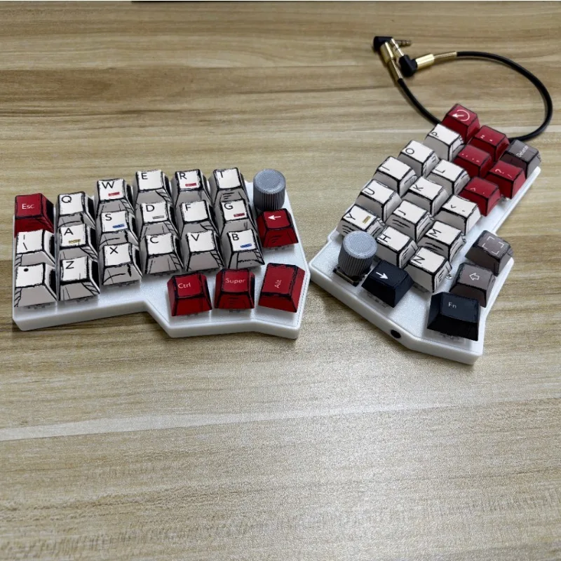 CORNE V4.1 Comic Split Keyboard Wired Single-mode Customized with Knob RGB VIAL Keyboard Gaming and Office Mechanical Keyboards