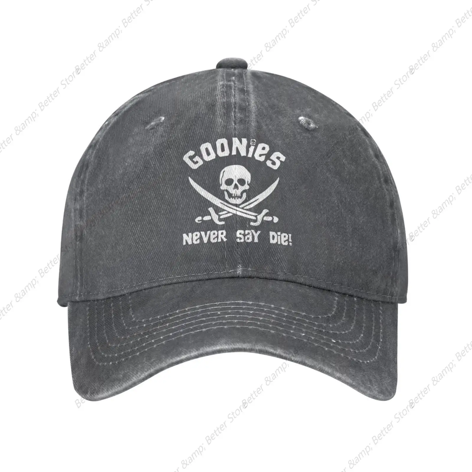 

Goonies Never Say Die Vintage Washed Denim Baseball Cap Adjustable Dad Hats Gift for Men Women