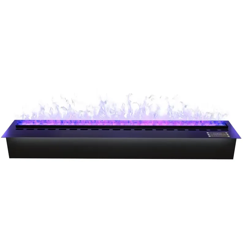 For Modern Steel Insert Electric Fireplace LED Light Flame Effect Waterproof Outdoor Use Simulated Multicolored Fire Remote