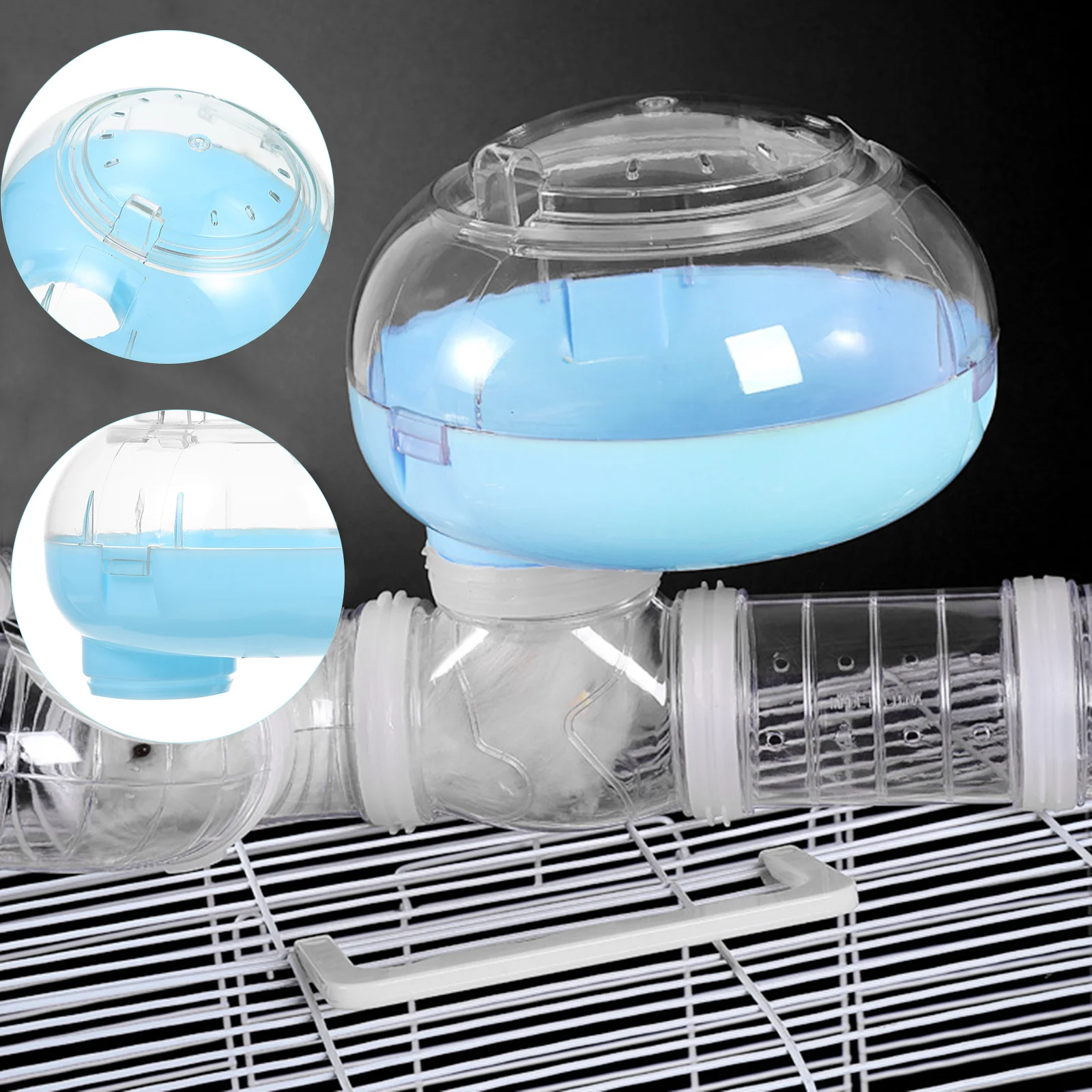 

Hamster Tunnel Sand Bath Container Premium Plastic Pet Hamster Cage Accessory Bathtub Shower Box Grooming Tool
