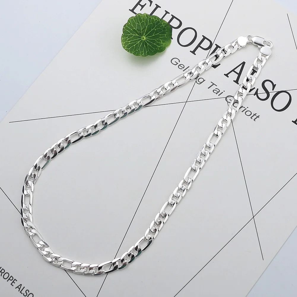 

Новое поступление, оригинальность 40-75 см, 6 мм, плоская цепочка из стерлингового серебра 925 пробы, ожерелье для мужчин и женщин, модные украшения, прекрасный подарок для свадебной вечеринки