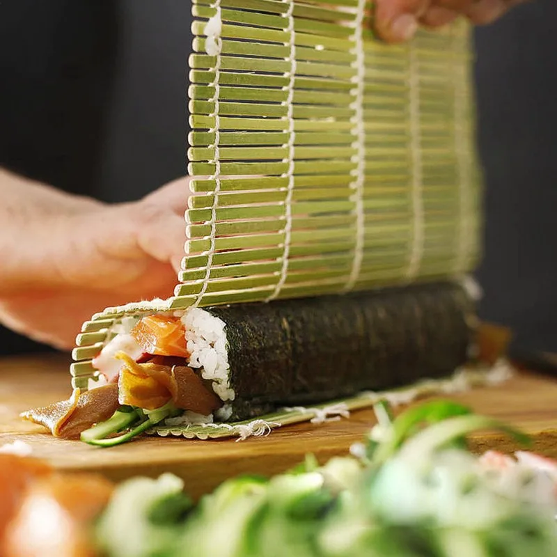 Esterilla de bambú Natural para enrollar Sushi, fabricante de rodillos de Sushi de grado Chef