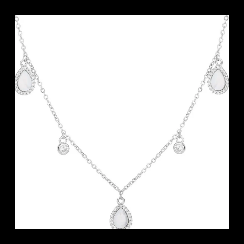 AliExpress جديد شخصية S925 قلادة فضية بسيطة قطرة الماء قلادة المرأة الماس تصميم الأزياء المتخصصة الشعور