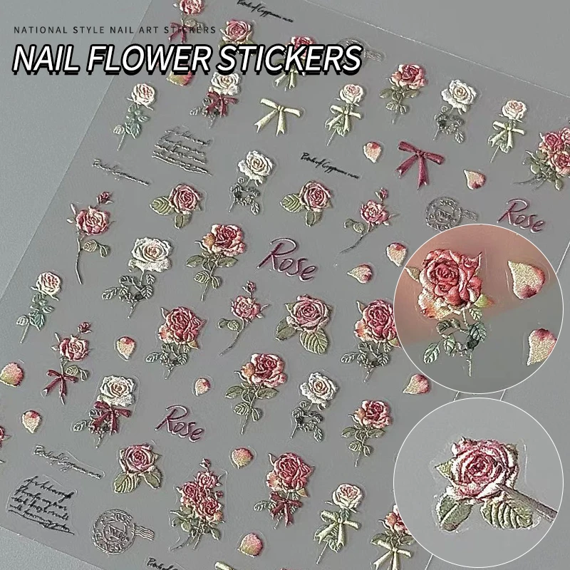 Flower Nail 3D Stickers Self-Adhesive Packs Set for Manicure Designs Art Accessories Supplies Materials Products Goods Decals