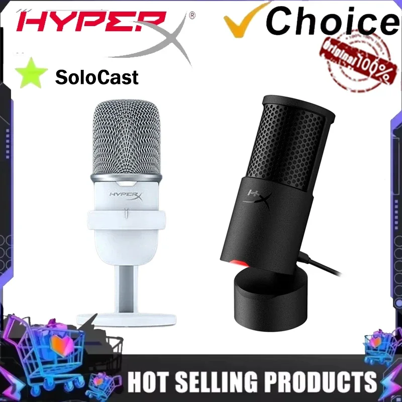 Micrófono de Condensador USB HyperX SoloCast 2 para Escritorio, Patrón Polar Cardioide, Ideal para Streaming, Podcasts, Twitch, YouTube