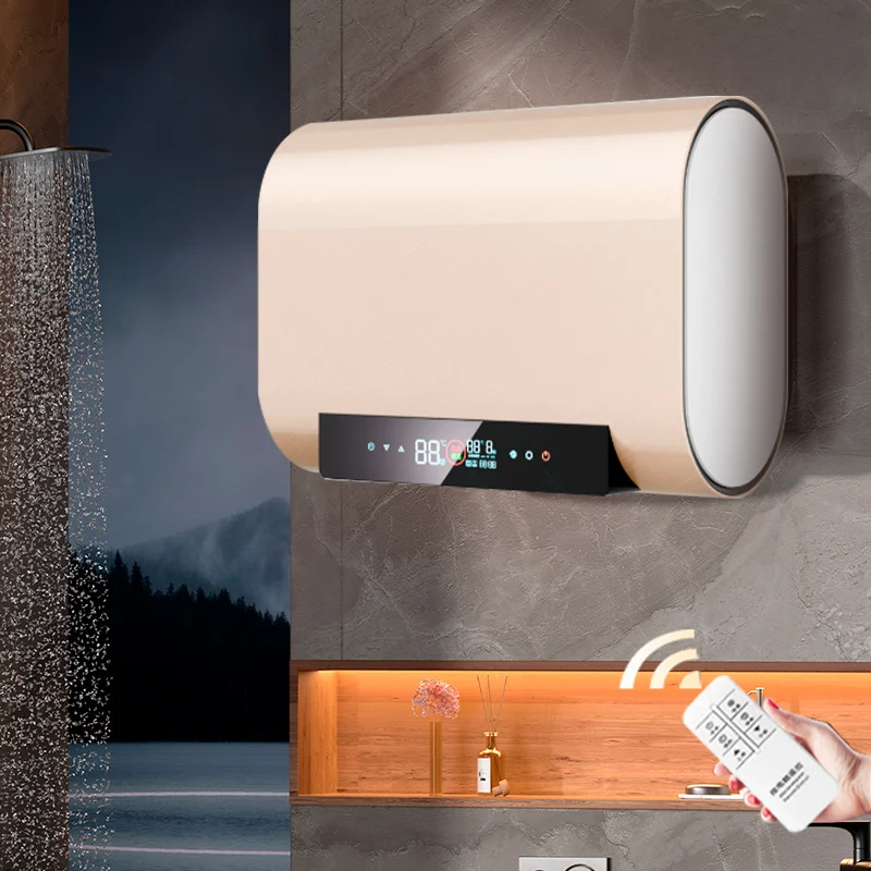 50L Smart Wifi Wall-Mounted Electric Water Heater Timed Booking LED  Tank Heat for Household Use for RV Hotel English EU