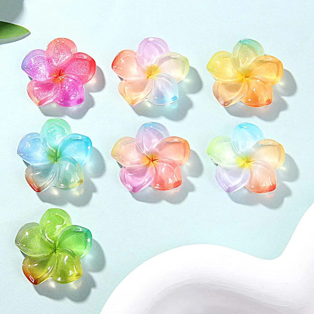 10pcs Resin Gradient Colored Flower Charm Accessories DIY Jewelry Making Earrings Keychain Clothing Decorative DIY Accessories