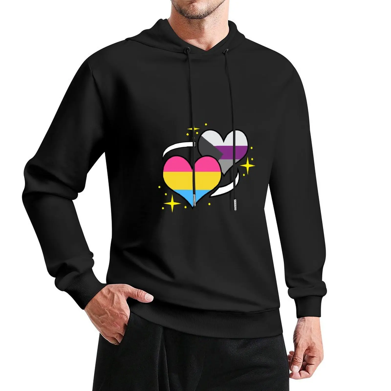 

Пуловер с капюшоном Pan Demisexual Flag Heart, мужская одежда, мужская одежда, новые толстовки и толстовки