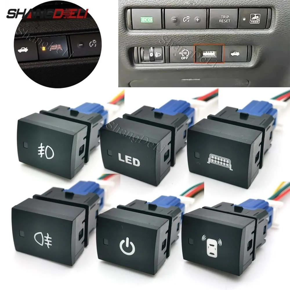 1 Pc Car Front Rear Fog Lamp Button Music Parking Radar Power On Off Switch with Wire For Mitsubishi Outlander 2023 Accessories