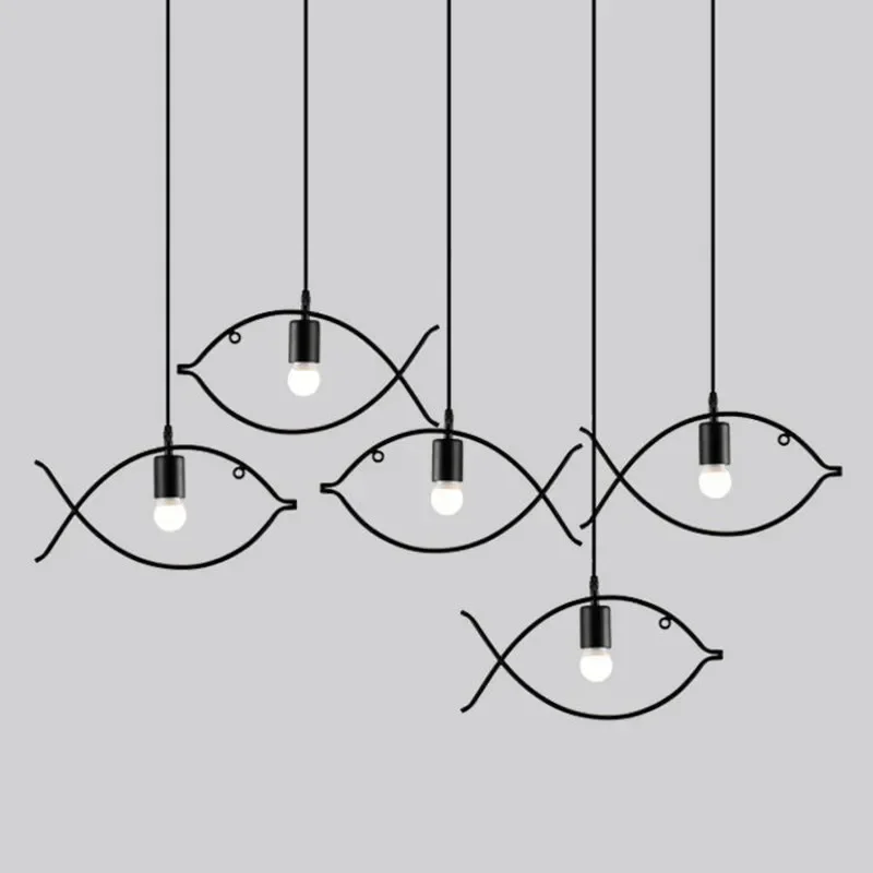 

Creative American Country Retro Industrial Style Light Nordic Iron Fish Chandelier Personalized Modern Simple Lighting Fixtures