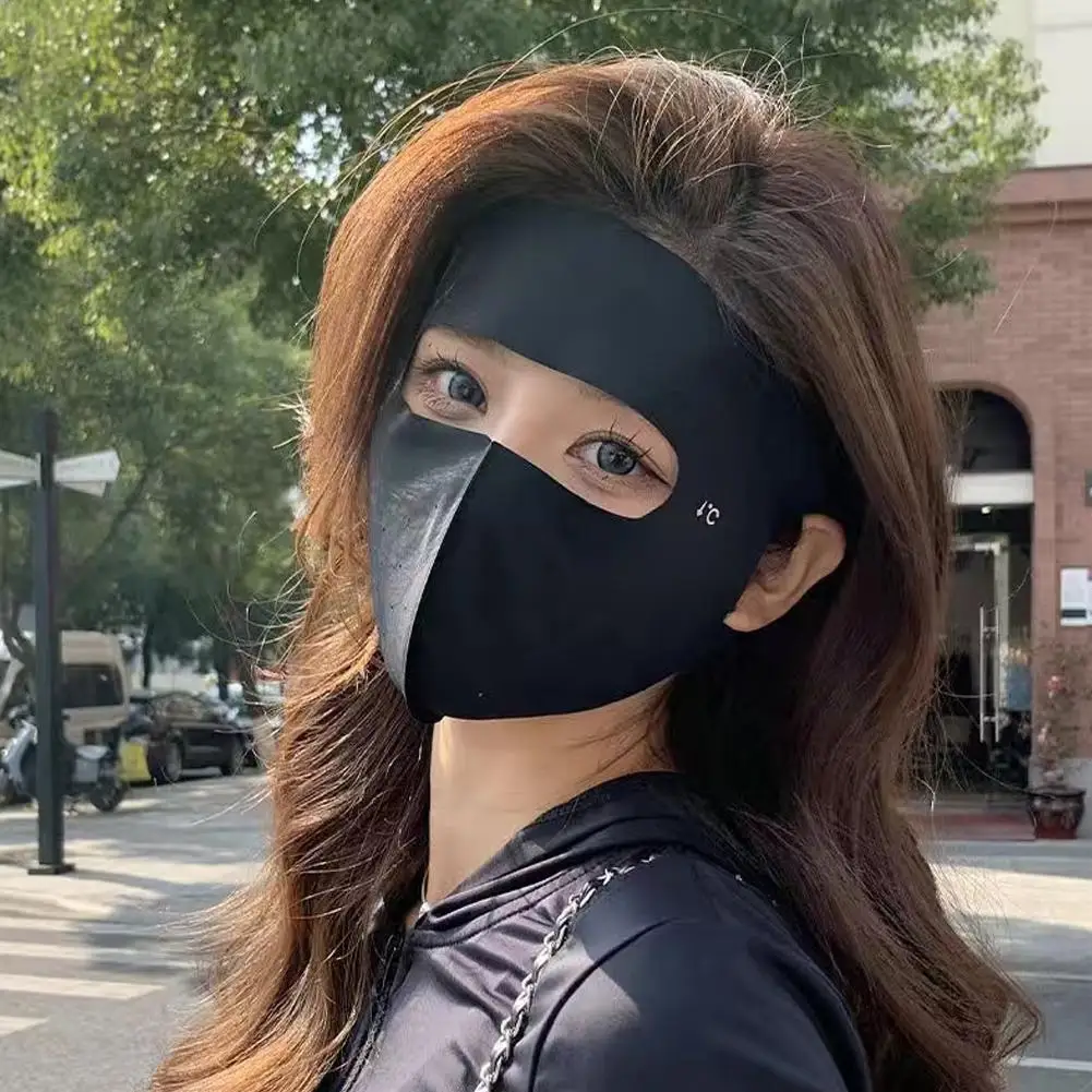 Women's Full Face UV Protection Mask, Breathable Ice Silk Sunscreen Cover for Outdoor Reusable Sunscreen Dustproof Mask