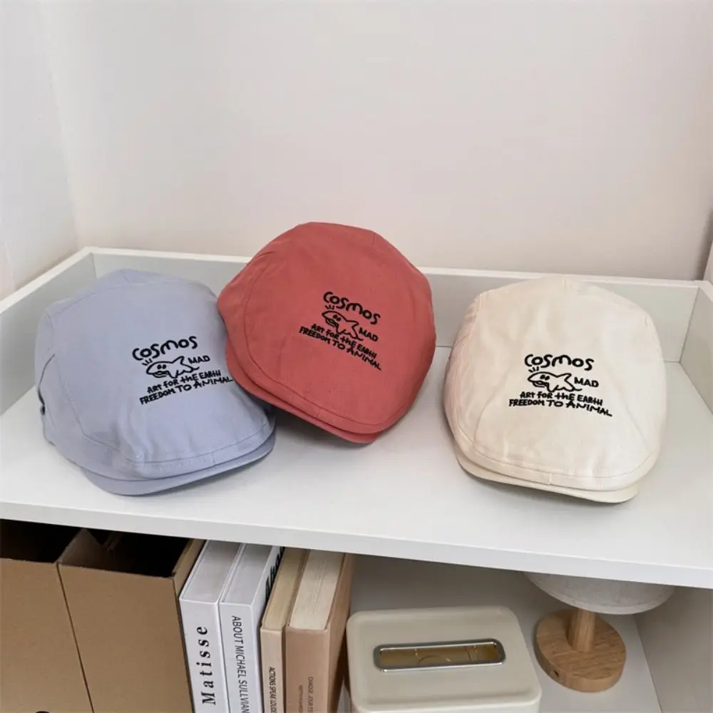 Casquette gavroche imprimée lettre brodée, béret de dessin animé, chapeau octogonal de style coréen, chapeau de peintre rétro décontracté, voyage
