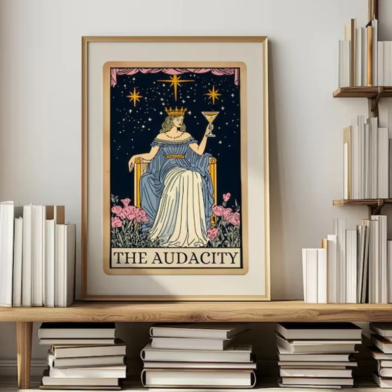 1pc frameless Witch Tarot Card Poster The Audacity Witchy Dark Academia Sun Moon Mystical Printed Canvas Painting Wall Pictures