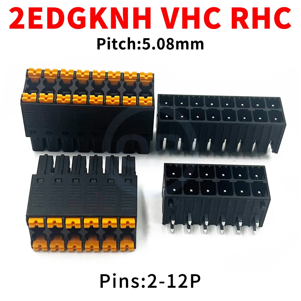 ( Set) Kf 2edgknh 2edgvhc 2edgrhc 5.08mm Black Double Spring Loaded Dial Pcb Terminals Jm 15edgknh Vhc Rhc - 5.08