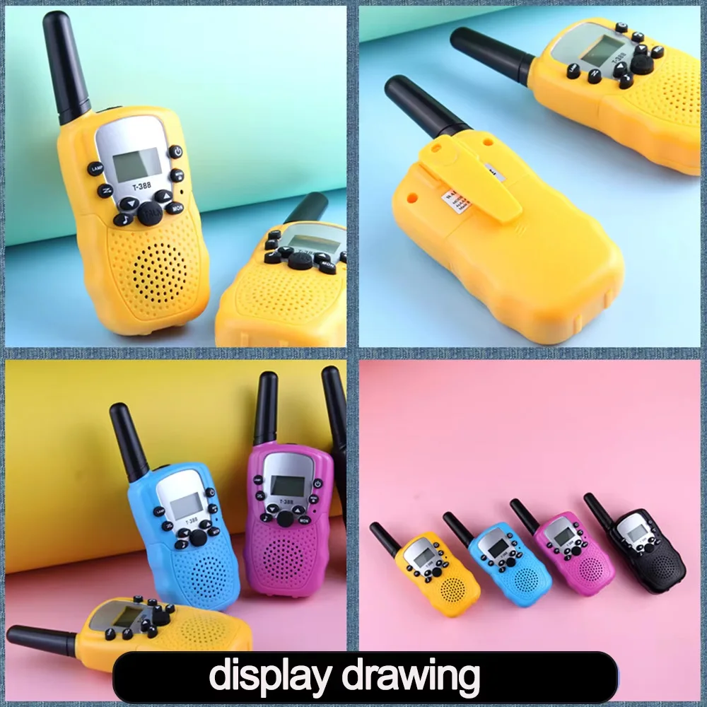 2Pcs T388 UHF Kids Walkie Talkies 0.5W Child Two Way Radio Portable Handheld Children\'s Walkie Talkie With Led Display Mini Toys