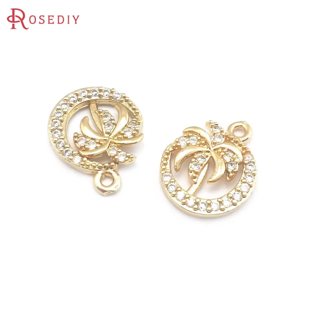 

10PCS 18K Gold Color Coconut Tree Charms Pendants High Quality Necklace Earrings Jewelry Accessories Rosediy official-website