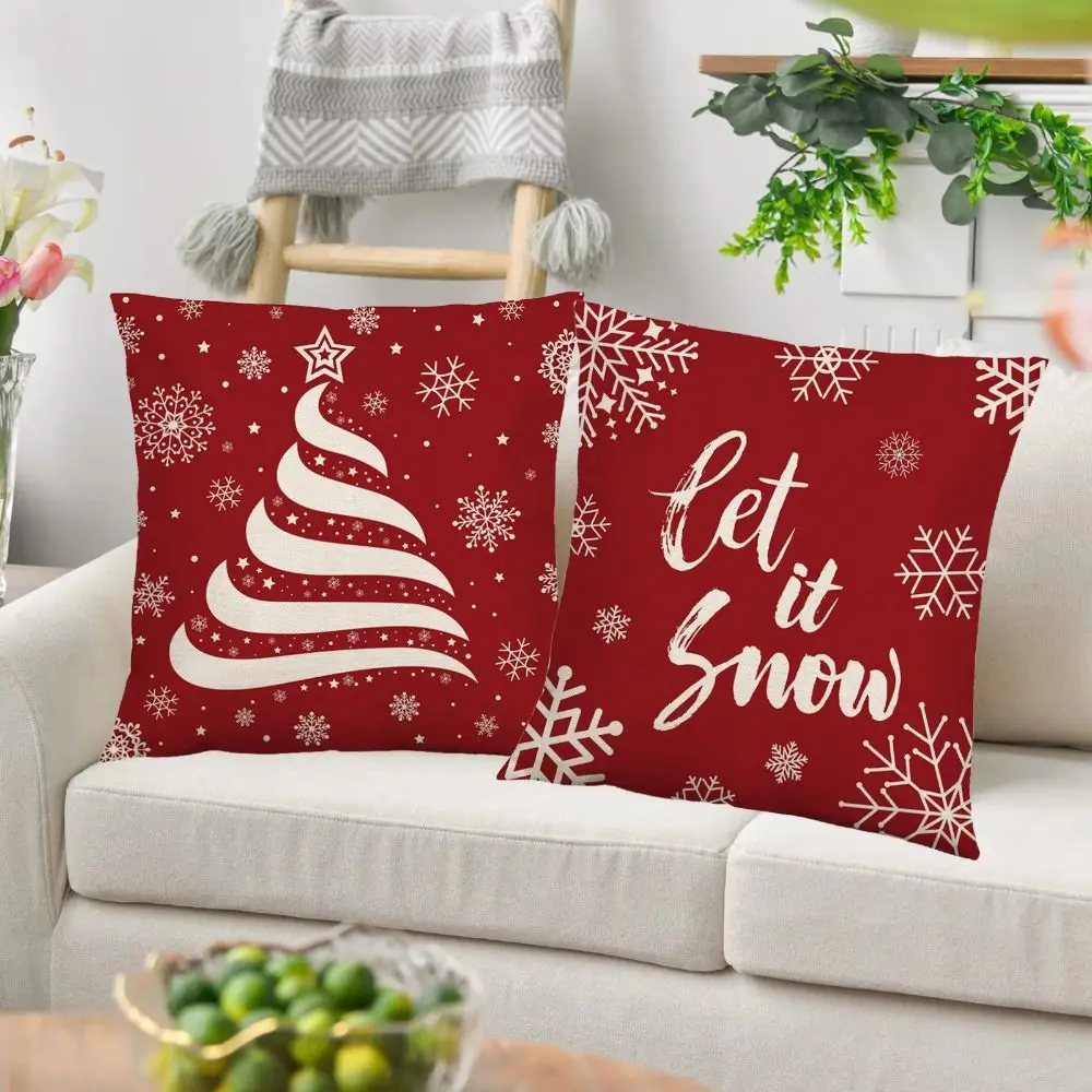 2Pcs 45x45cm Christmas Snowflake Cushion Cover Soft Cartoon Dacron Throw Pillow Case Luxury Rectangular Pillow Shell Bed