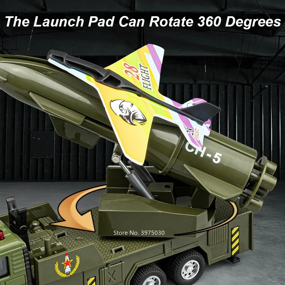 Coche de juguete militar de lanzamiento no tripulado para niños, modelo de aleación fundido a presión con luz de sonido extraíble, modelo de vehículo de caída de un litro, regalos para niños, 1/32