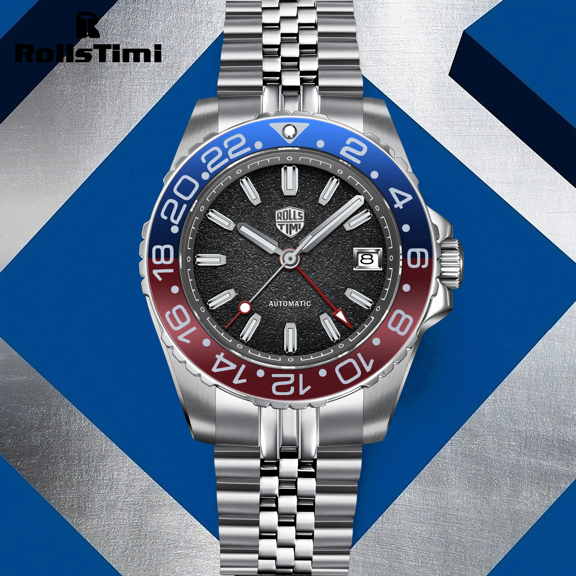 

RollsTimi 2025 New Men's Watch Gift Mechanical Watches For Man Automatic Wrist Watch Stainless Steel Sapphire Mirror Sport Clock