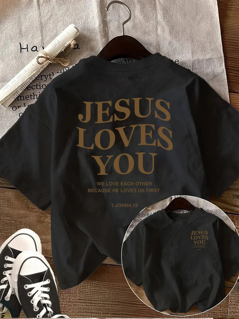 Jesus Loves You Christian T-shirt Bible Verse Graphic Tee Inspirational Faith Based Top Religious Summer Apparel for Men Women