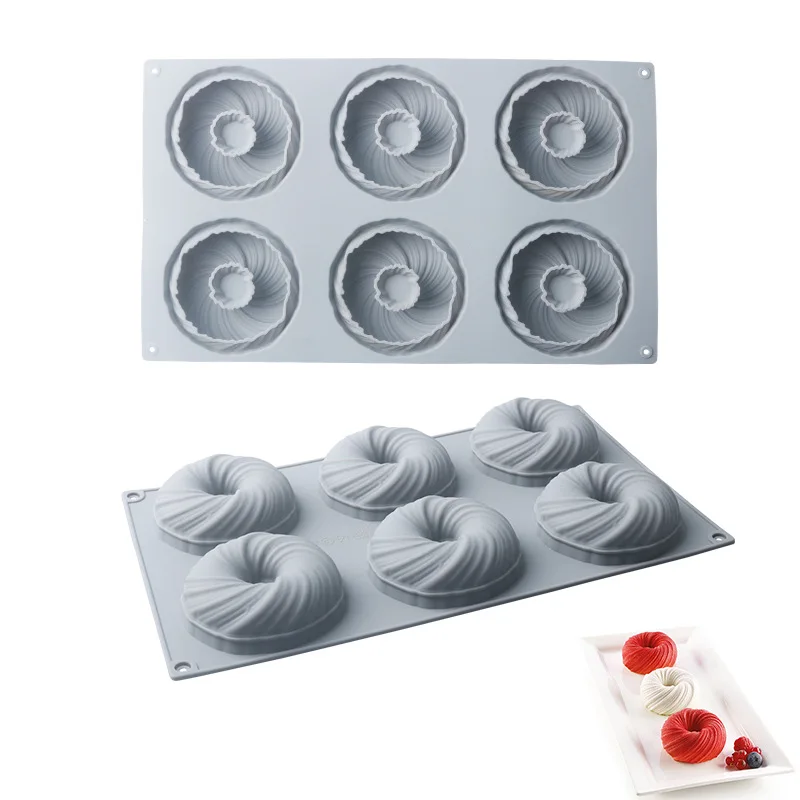 Spiral Donut French Dessert Silicone Cake Mold Homemade Party Chocolate Mousse Pastry Mould Decorating Tray Baking Tools