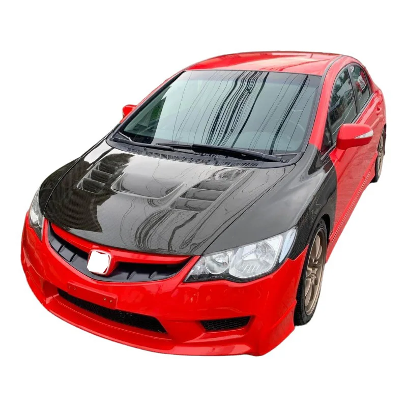 FD2 Style Carbon Fiber Fibre Front Engine Bonnet Vented Hood For Honda Civic 8TH FD2