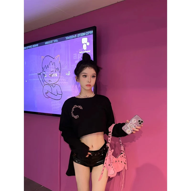 9052 # Female Troupe Performance Dress Imitation Leather Boots and Pants Summer and Autumn Mid Low Waist Nightclub Spicy Girl