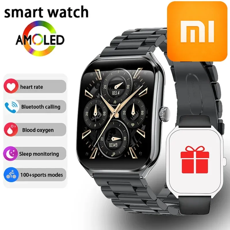 Умные часы Xiaomi 2026 NEW Ultra Thin Smart Watch для мужчин, 1.96-дюймовый AMOLED-дисплей с разрешением 360*360 HD, отображение времени, звонки, смарт-часы для женщин, совместимы с Huawei.