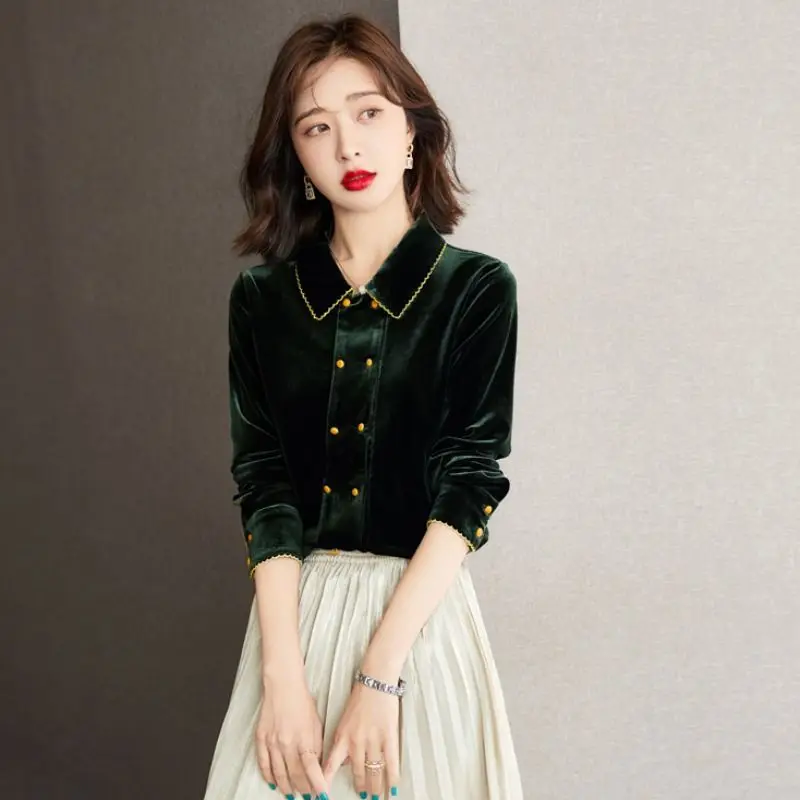 

Модная длинная основа Sve irt 2025, новая женская пуговица с воротником простого дизайна TT664