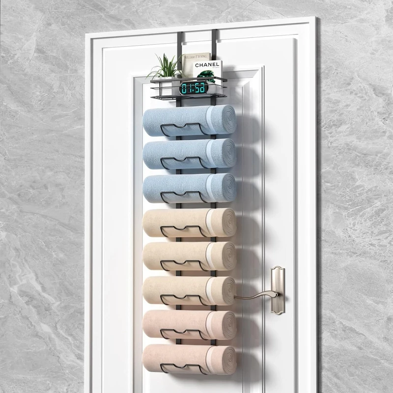 Wall-mounted bathroom towel rack, multi-layer shampoo, shower gel storage, toilet door rear rack