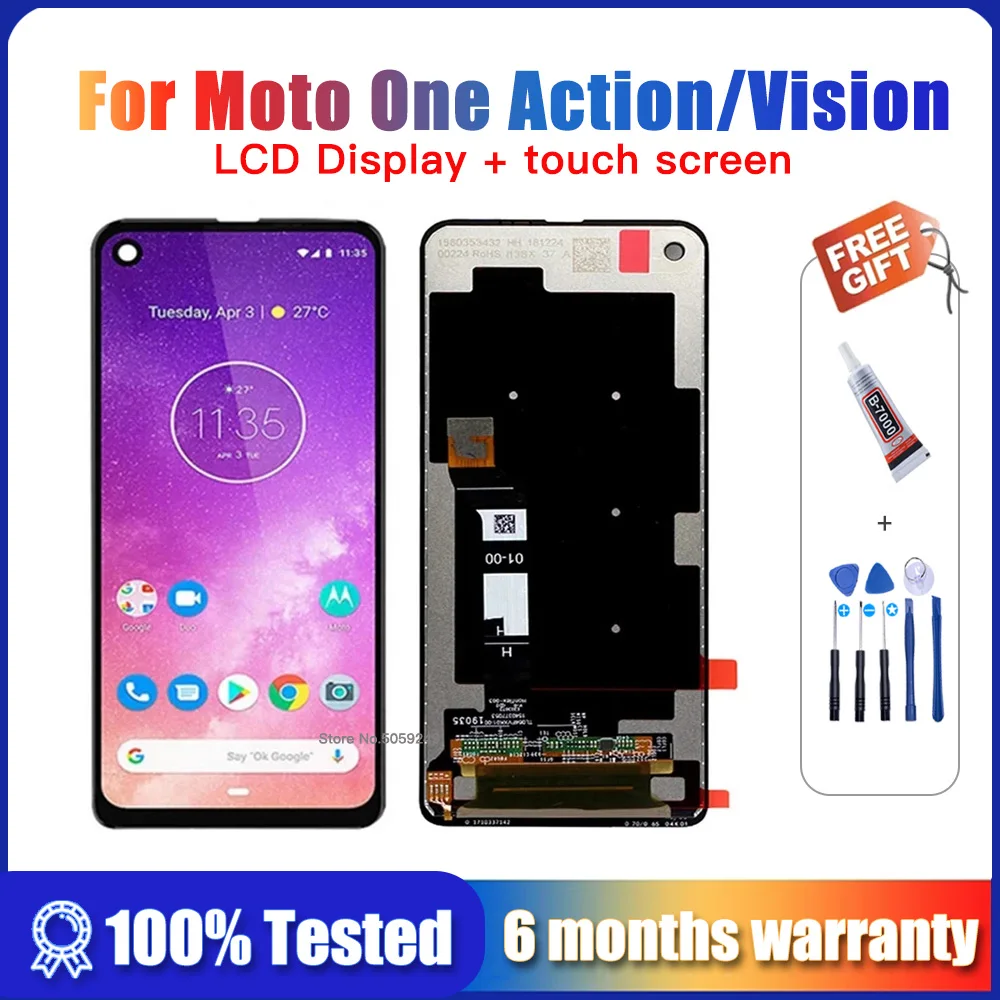 Original LCD Screen For Moto One Vision P50 XT1970 LCD Display For Motorola Moto One Action XT2013 LCD Touch Digitizer Assembly