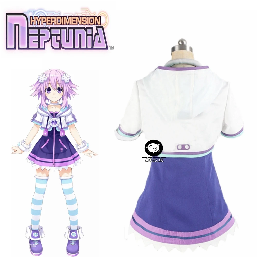 Hyperdimension Neptunia Neptune Cosplay Costume Halloween Uniform Outfit Coat+Skirt+Nekc+Socks+hair accessory Custom-made