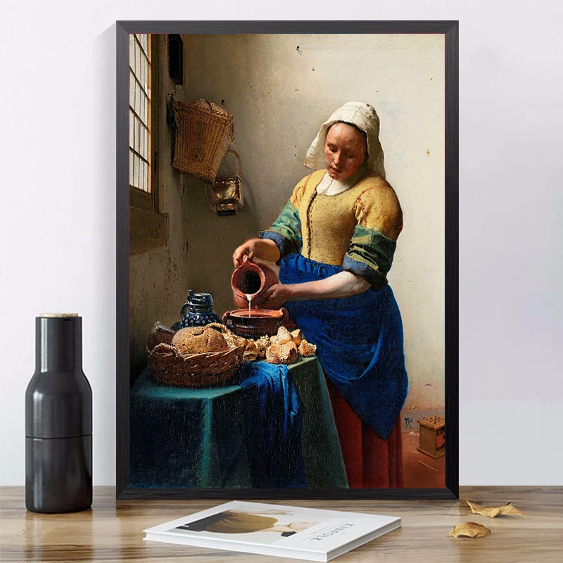 Johannes Vermeer sztuka klasyczna znane obrazy wydruki na płótnie plakaty mleczarka, dziewczyna z perłowy kolczyk muralem do wystroju domu