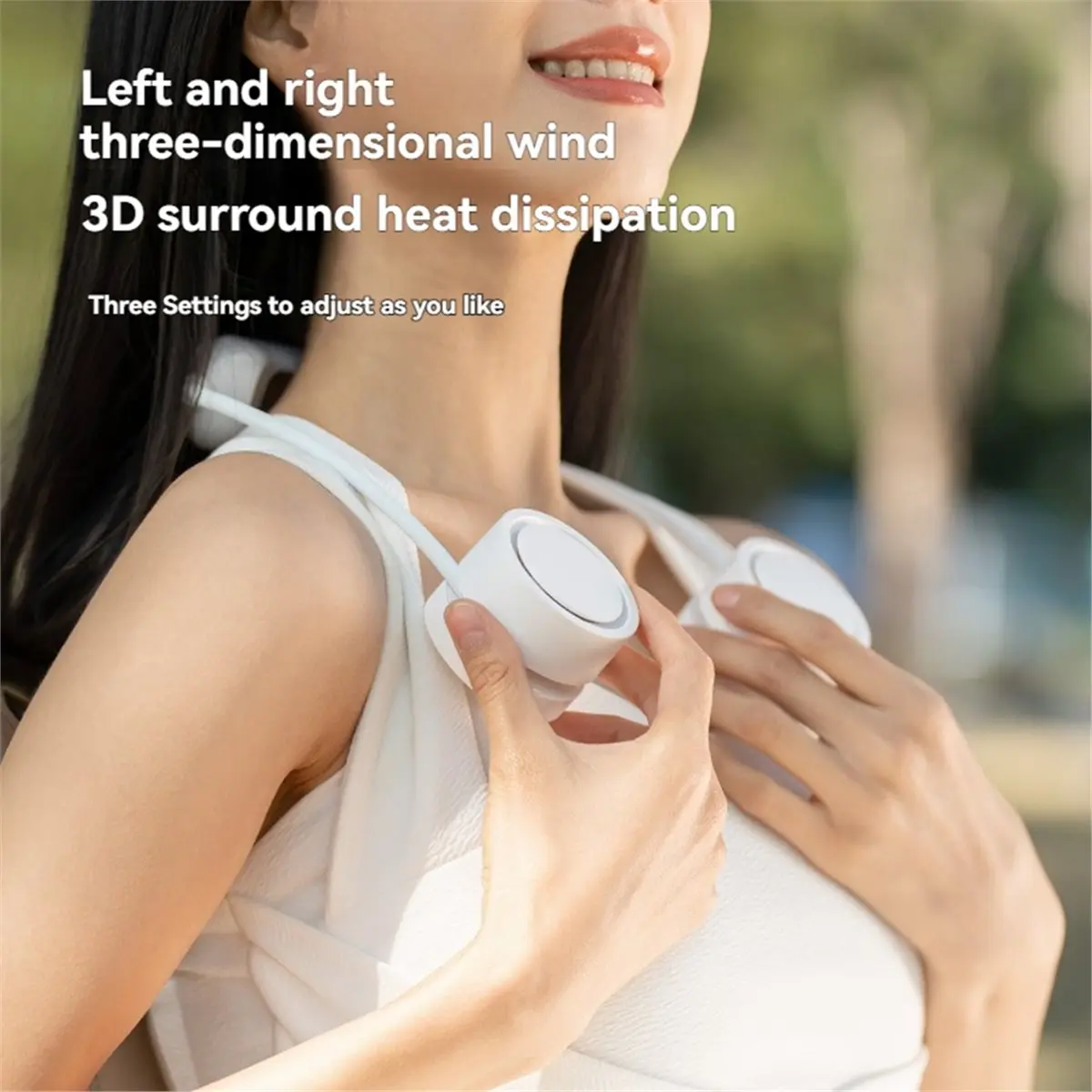 update. Neck Fan with Cold Compress Function Outdoor Travel Sport Wearable Mini Hanging Neck Fan +Storage Box