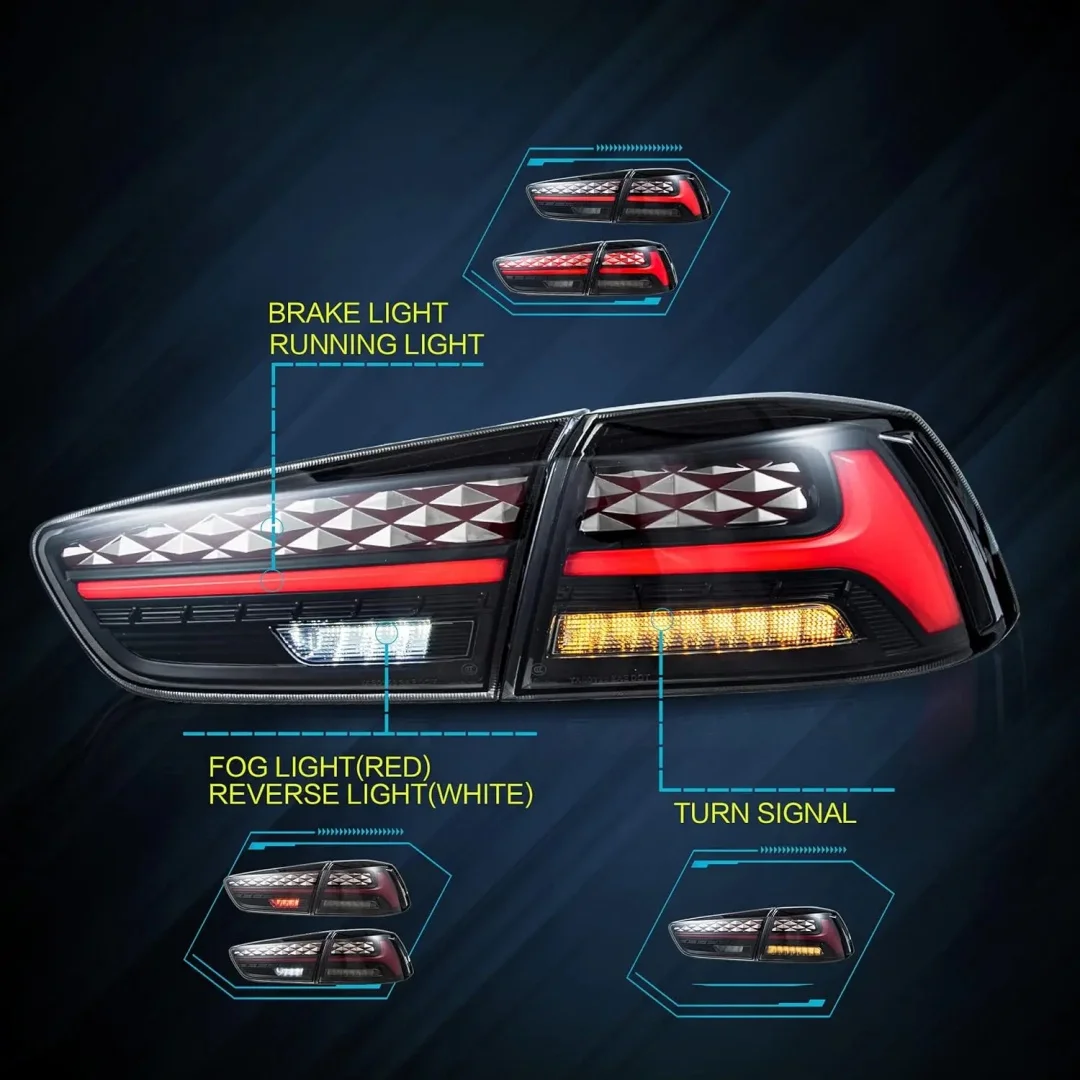 LED Tail Light for Mitsubishi Lancer & EVO X 2008-2020 Rear Lights Scanning Dynamic Animation and Sequential Turn Signal