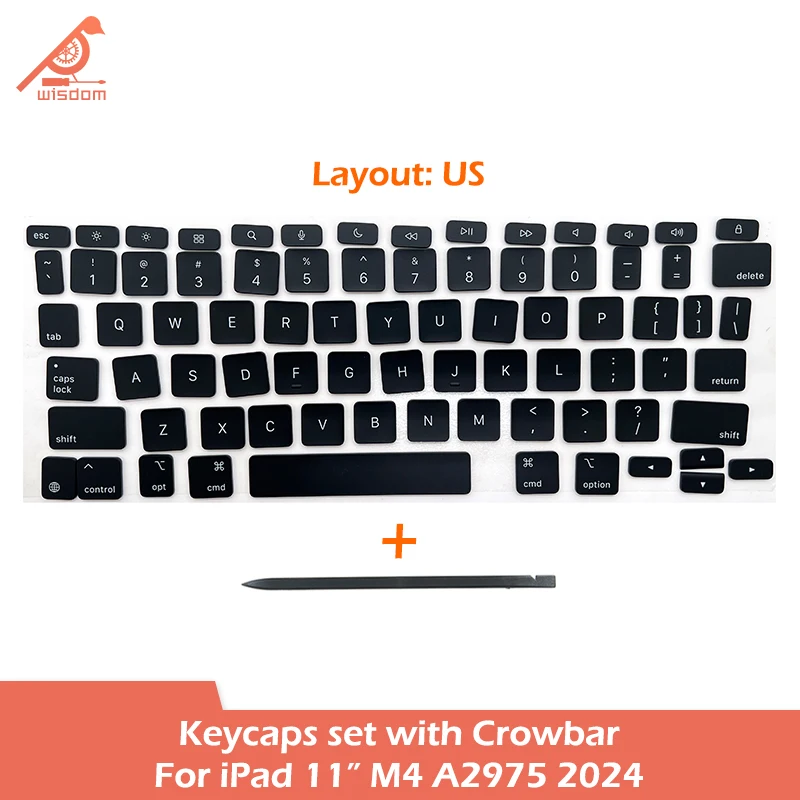 Black US Layout Keycaps Keys for iPad Pro 11' M4 A2975 Magic Keyboard Repair Key Replacement 2024