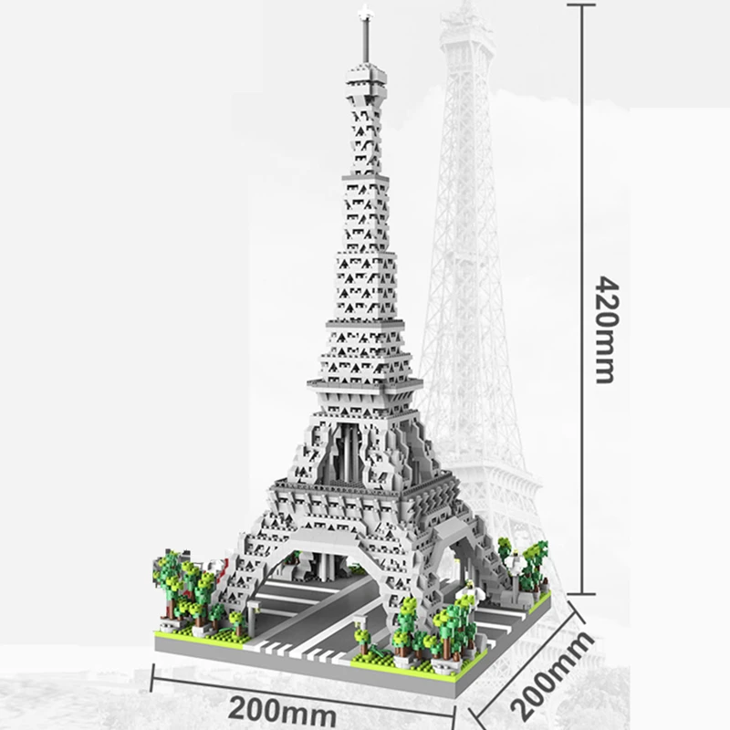 MOC wieża paryska widok ulicy klocki do budowy Mini diamentowy zestaw małych cząstek zabawka do dekoracji klocki do budowy