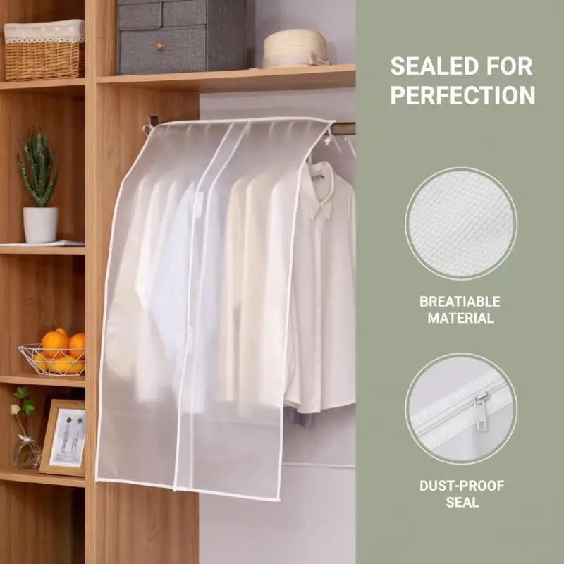 Hanging Dustproof Garment Bag Translucent Waterproof Clothes Storage Cover for Wardrobe Wedding Dress Suit Protection