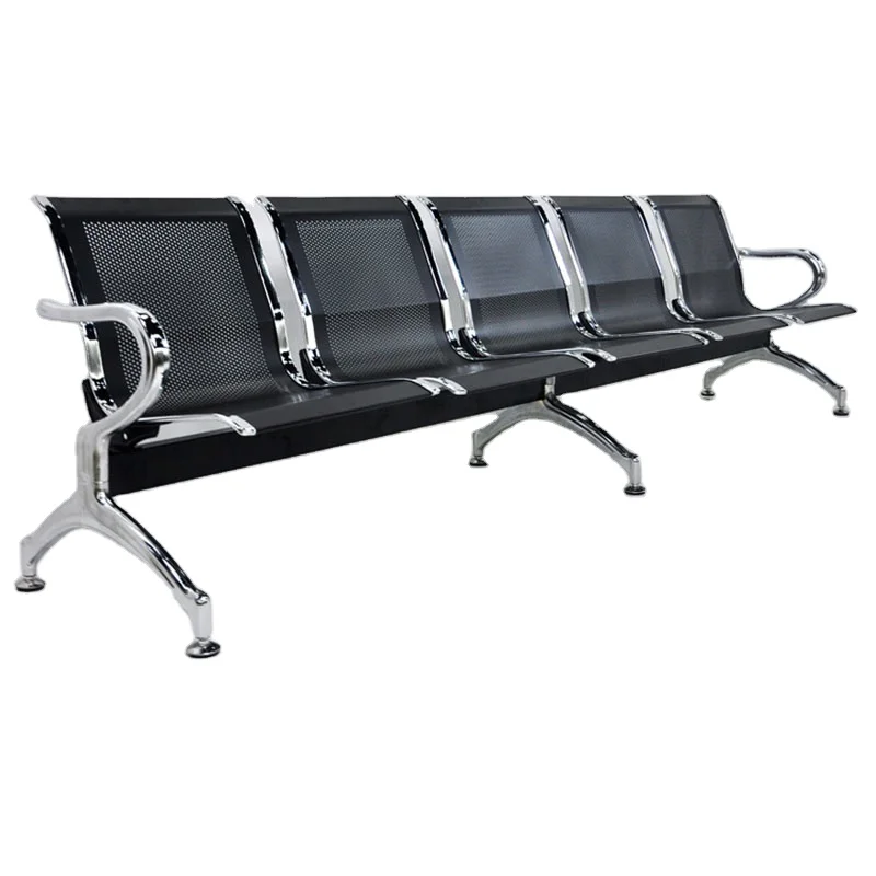 5 Seats Airport Chair Factory Direct Sales Bank Row Chair Station Waiting Hospital Infusion Chair Conference Room Black Gray