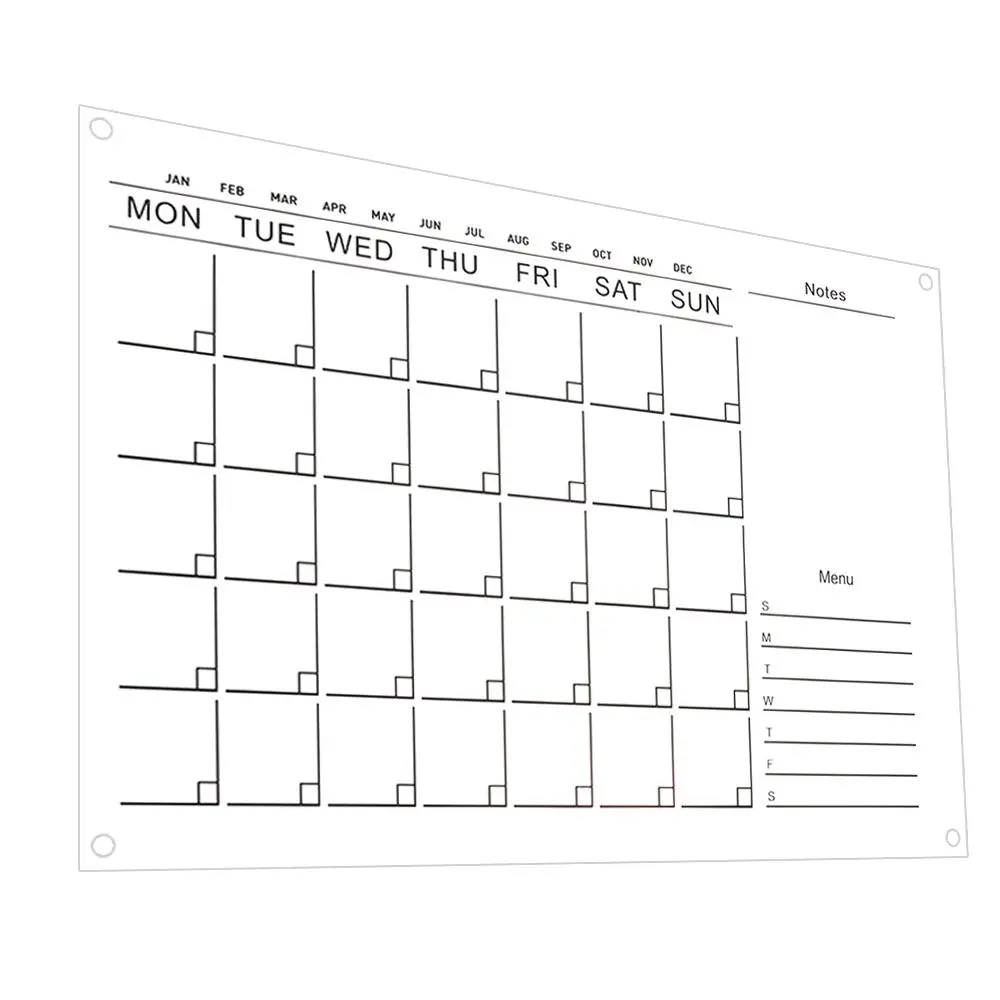 مذكرة أكريليك تقويم شهري مثبتة على الحائط وقابلة لإعادة الكتابة ومخطط أسبوعي وقابل لإعادة الاستخدام #4